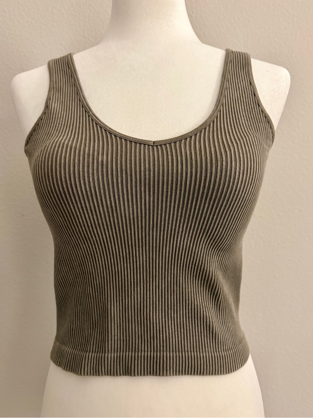 Altar’d State AS Revival Olive Ribbed Padded V Neck Tank One Size - EUC